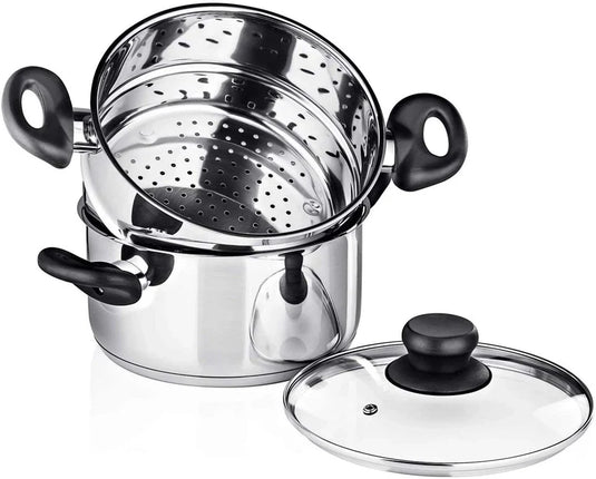 Above Edge 3-Piece Stainless Steel Steamer Set | 3 qt Saucepot & 2 qt Insert