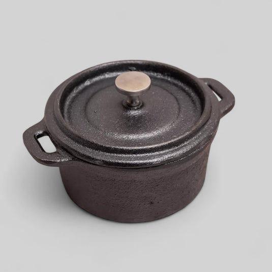 TableCraft Cast Iron Cocotte with Lid | 8 oz | Pre-Seasoned | New