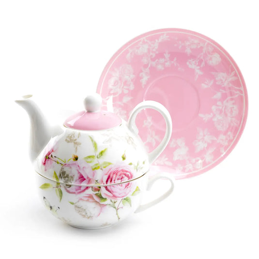Grace Teaware Beau Rose Tea for One Set | Porcelain Floral | New in Box