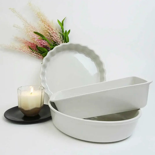 Carthage & Co | 3pc Pearl Stoneware Bakeware Set | New Without Box