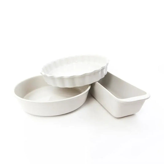 Carthage & Co | 3pc Pearl Stoneware Bakeware Set | New Without Box