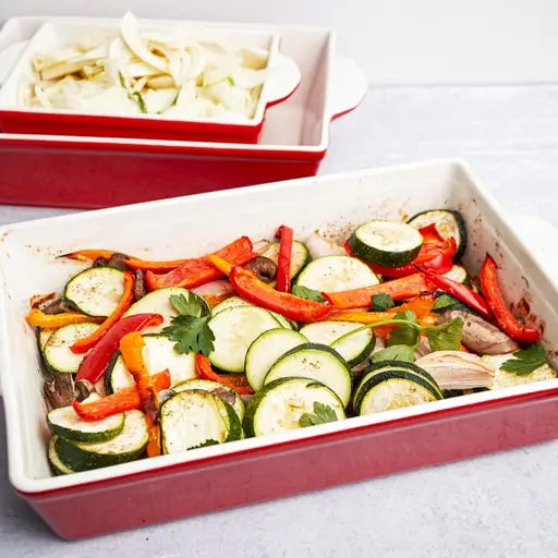 Kook Ceramic Baking Dish Set | 3pc Nesting Bakeware | Cherry Red | New in Box