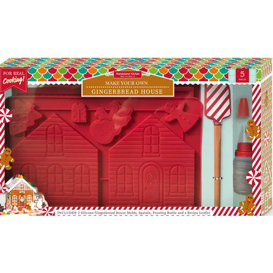 Handstand Kitchen Pre-Built Gingerbread House Kit | 5-Pc Holiday Baking Set