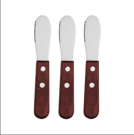 Anygleam Dark Brown 3pcs Wooden Butter Knife Kitchen Food Kitchen Tableware