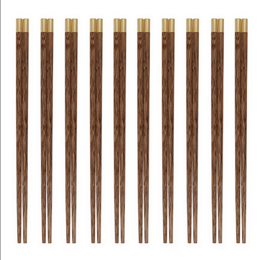 Anygleam Dark Brown 10pairs Wooden Chinese Sticks Set Food Kitchen Tableware