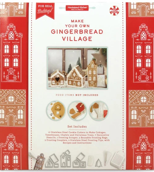 Handstand Kitchen Gingerbread Village Kit | 34-Pc Baking & Decorating Set