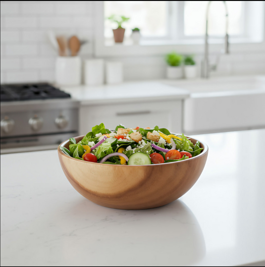 Anygleam Natural Wood Small Acacia Wood Salad Soup Bowl Food Kitchen Tableware