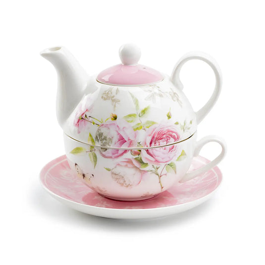 Grace Teaware Beau Rose Tea for One Set | Porcelain Floral | New in Box