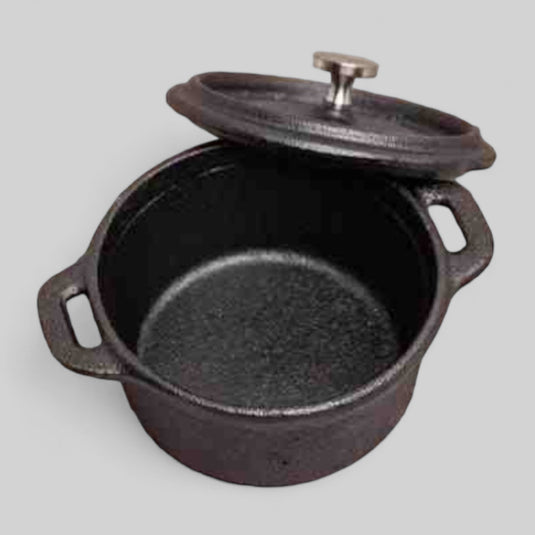 TableCraft Cast Iron Cocotte with Lid | 16 oz | Pre-Seasoned | New
