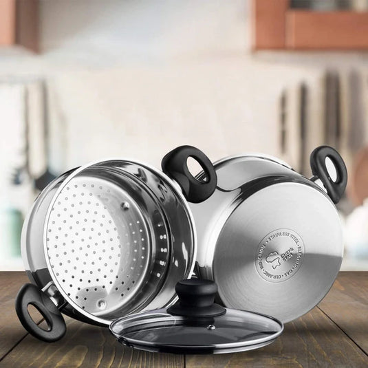 Above Edge 3-Piece Stainless Steel Steamer Set | 3 qt Saucepot & 2 qt Insert