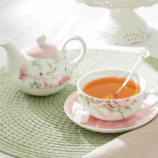 Grace Teaware Beau Rose Tea for One Set | Porcelain Floral | New in Box