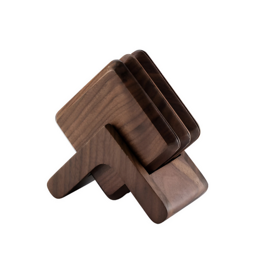 Anygleam Black Walnut 6pcs Wooden Coasters Cup Kitchen Tools Accessories