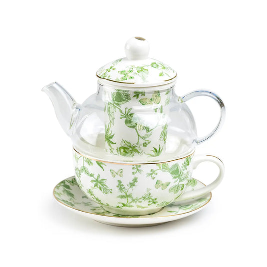 Grace Teaware Greeny Garden Tea for One Set | Glass & Porcelain