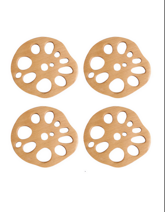 Anygleam Natural Wood 4pcs Wooden Coaster Mat Food Kitchen Tableware