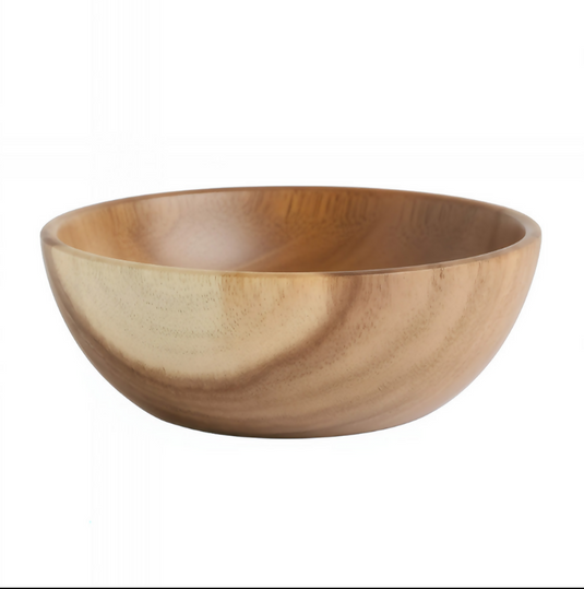 Anygleam Natural Wood Medium Acacia Wood Salad Soup Bowl Food Kitchen Tableware
