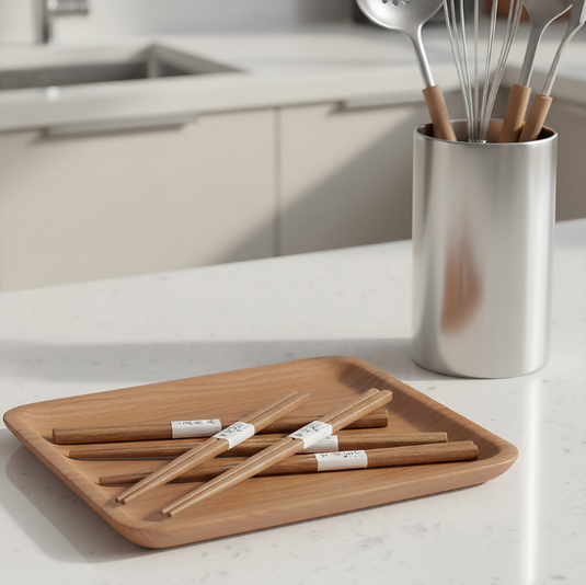 Anygleam Natural Wood Color 5pairs Wooden Sushi Chopsticks Reusable Kitchen Tableware